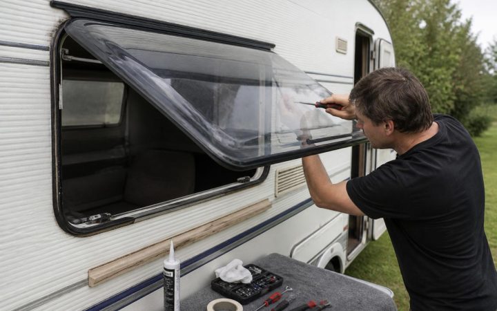 reparar una ventana de caravana
