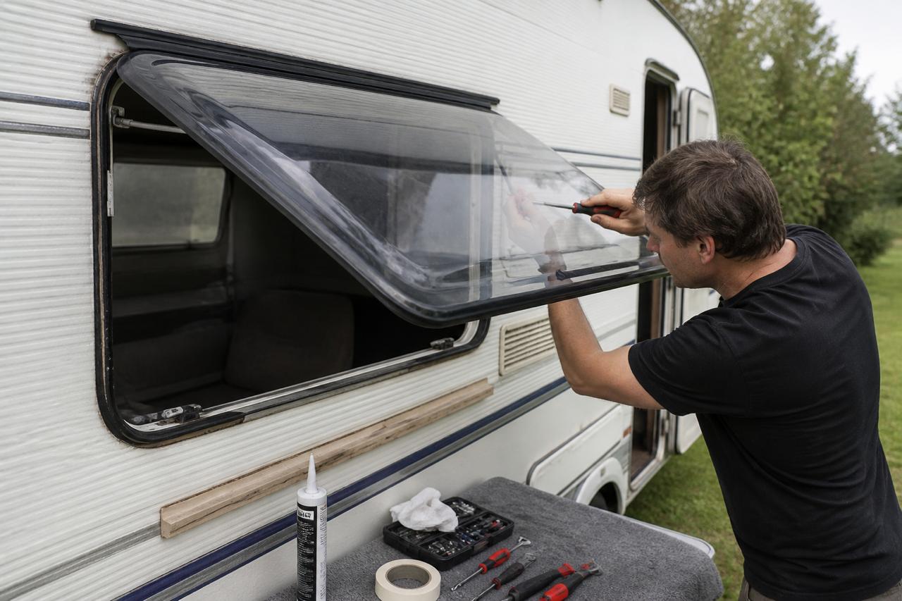 reparar una ventana de caravana